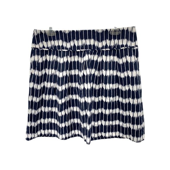 Ann Taylor‎ Loft Skirt Womens Size 10 Blue White Ikat Print Linen Blend Swing - Picture 1 of 5